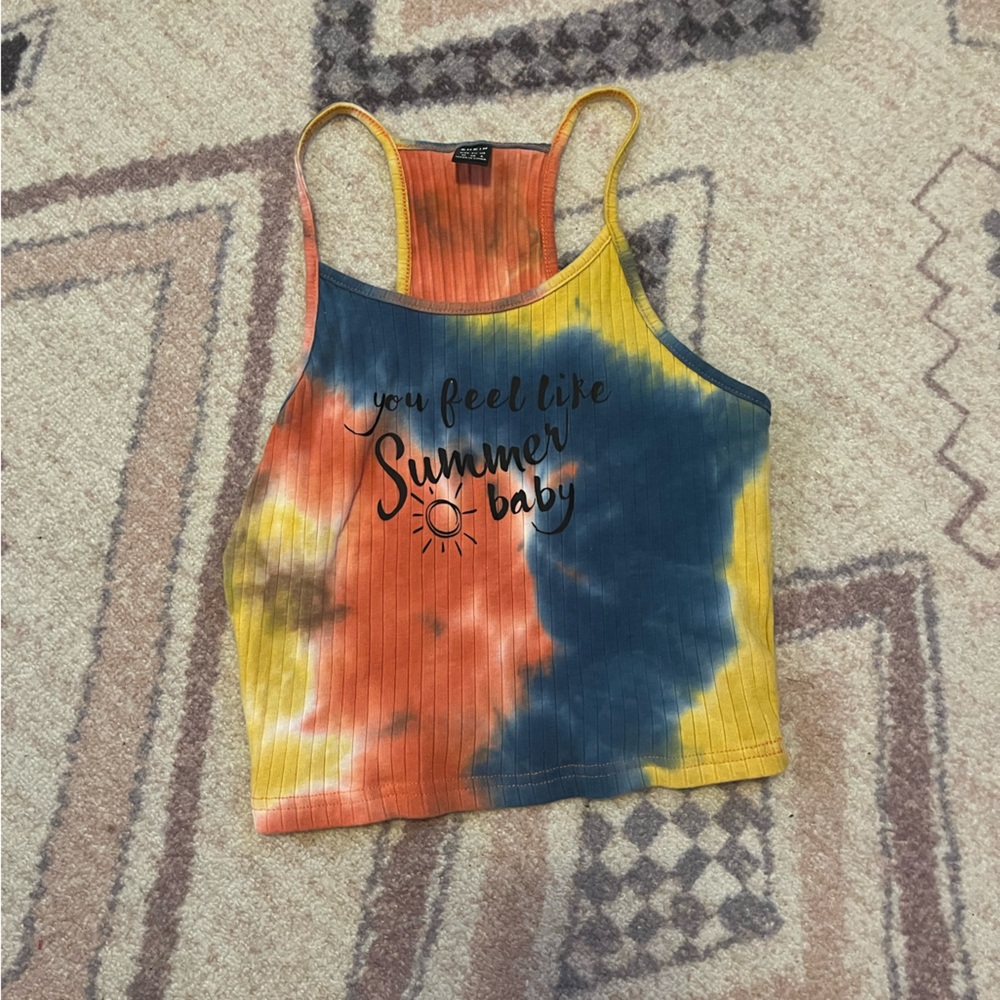 Tie dye crop tank top you feel like summer baby jonas brothers